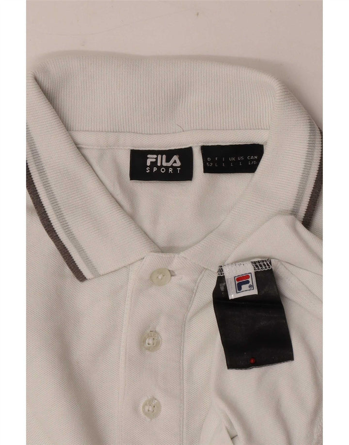 Fila Mens Long Sleeve Polo Shirt Large White Cotton