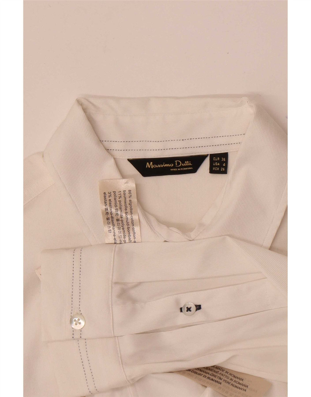 Massimo Dutti Womens Shirt EU 36 XS White Cotton