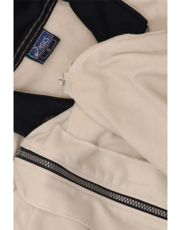 Asics Mens Tracksuit Top Jacket Small White Colourblock Polyester Sports