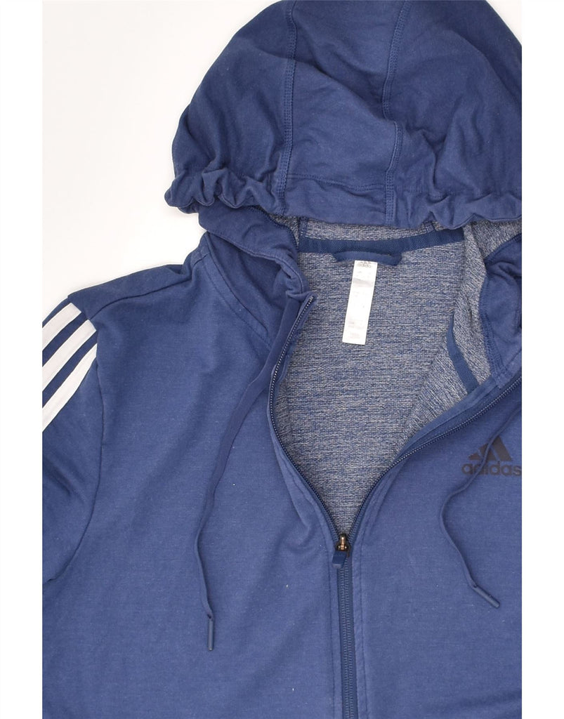 ADIDAS Womens Zip Hoodie Sweater UK 12/14 Medium Blue Viscose | Vintage Adidas | Thrift | Second-Hand Adidas | Used Clothing | Messina Hembry 