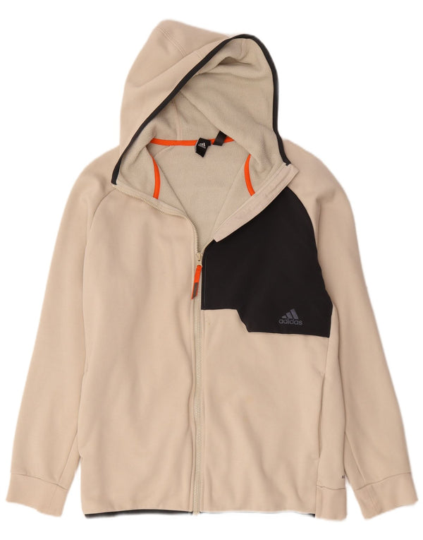 Adidas Mens Aeroready Zip Hoodie Sweater Large Beige Colourblock Cotton