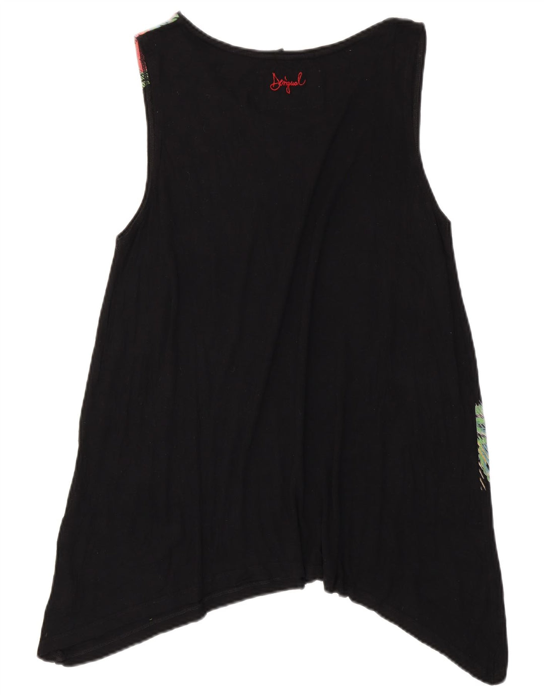 DESIGUAL Womens Sleeveless Asymmetric Tunic Top UK 18 XL Black Floral