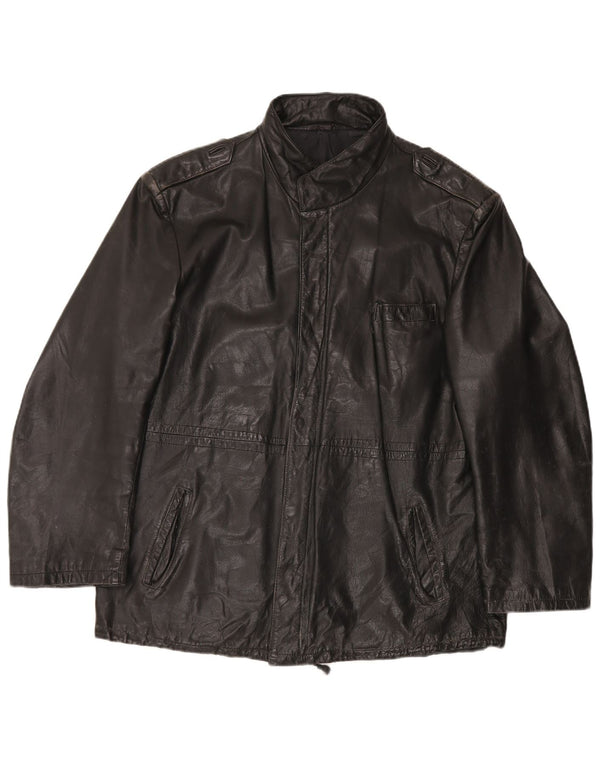 Vintage Mens Leather Jacket UK 42 XL Black Leather
