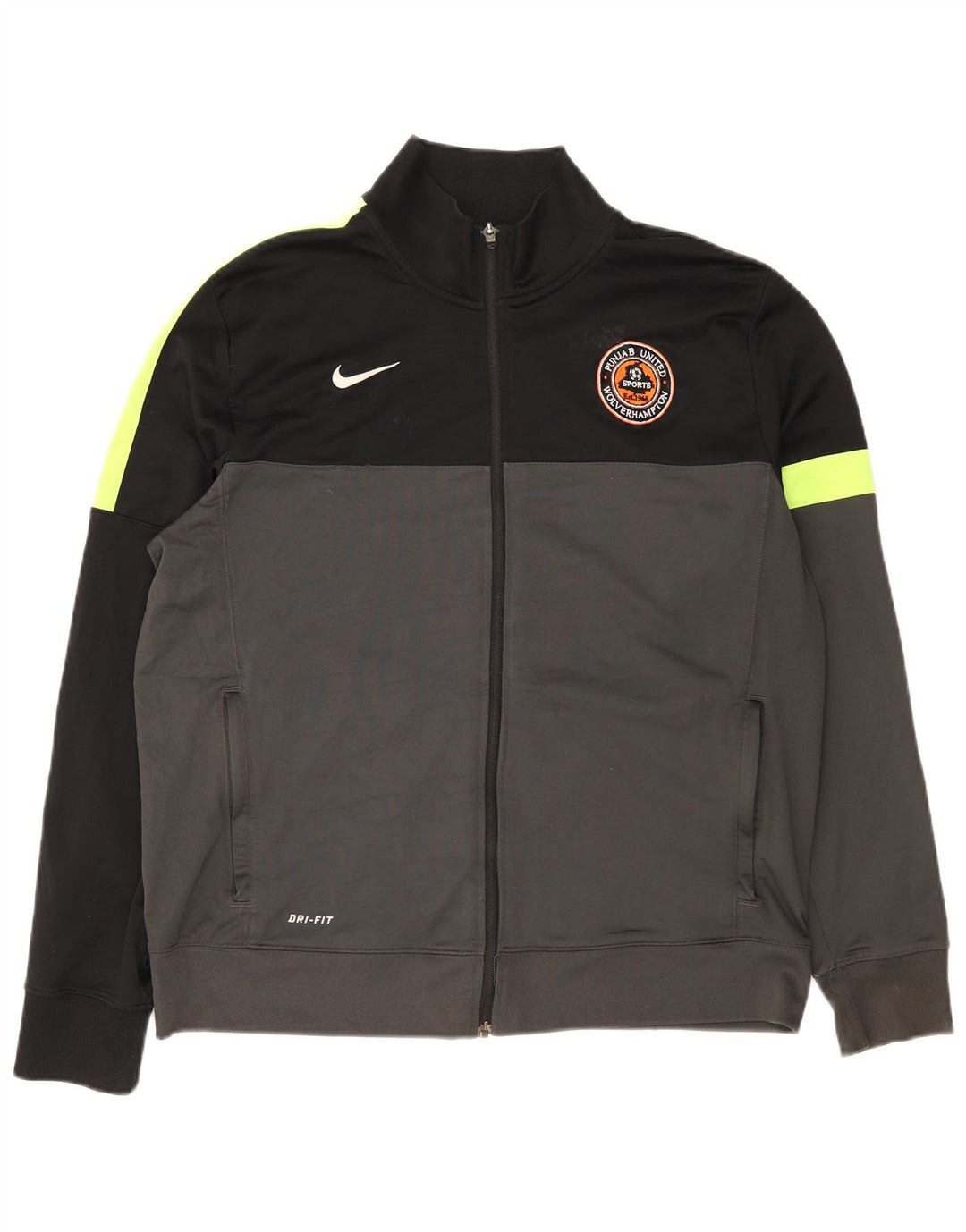 Nike Mens Dri Fit Tracksuit Top Jacket XL Grey Colourblock Polyester