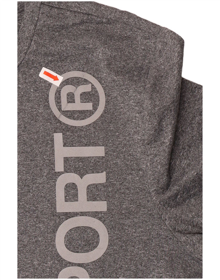 Superdry Womens Graphic T-Shirt Top UK 14 Large Grey Flecked Polyester