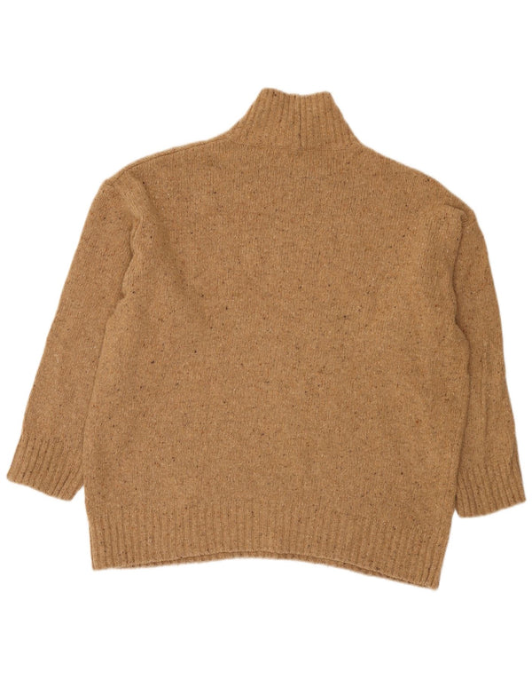Zara Womens Loose Fit Turtle Neck Jumper Sweater UK 14 Large Brown Flecked