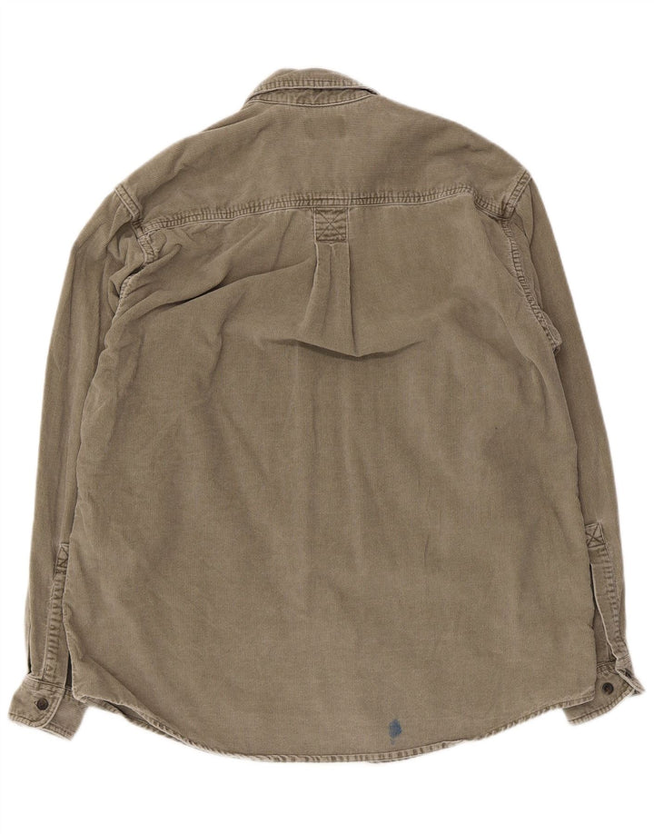 L.L.Bean Mens Corduroy Shirt Medium Khaki Cotton