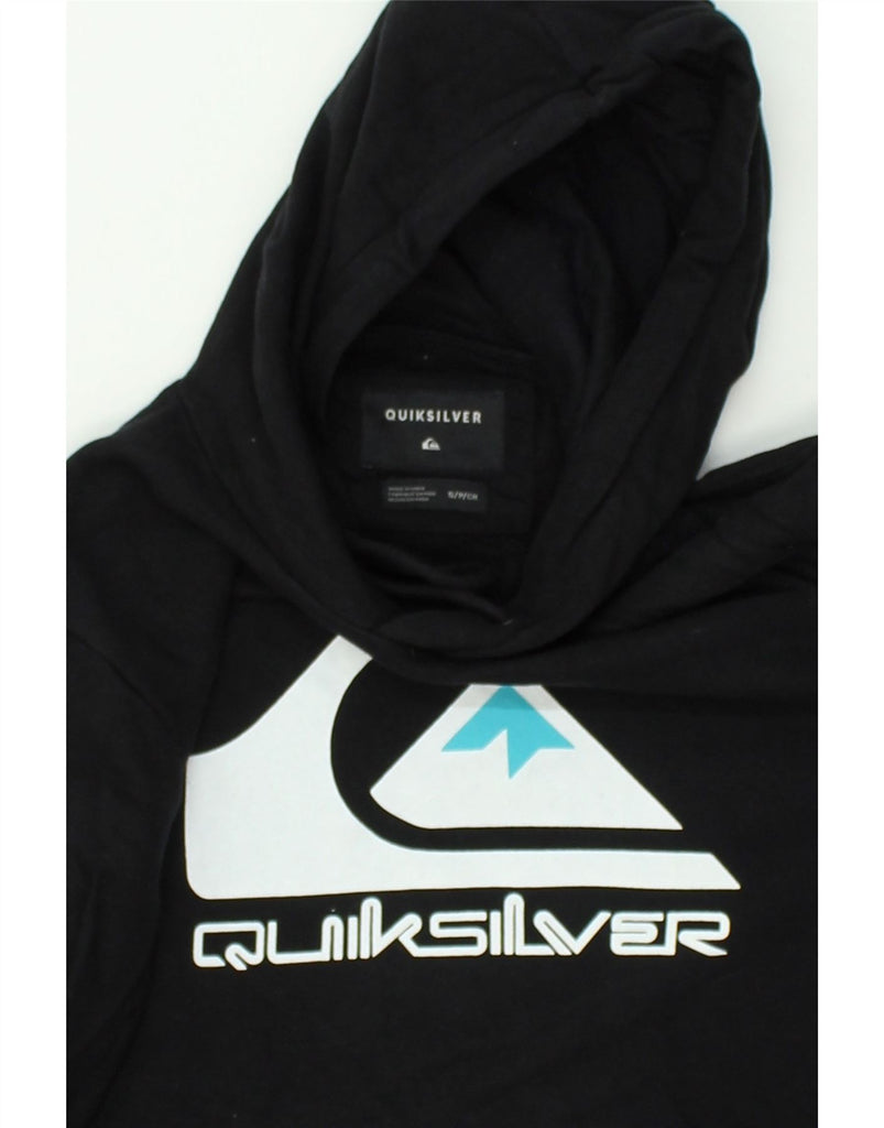 QUIKSILVER Mens Graphic Hoodie Jumper Small Black Cotton | Vintage Quiksilver | Thrift | Second-Hand Quiksilver | Used Clothing | Messina Hembry 