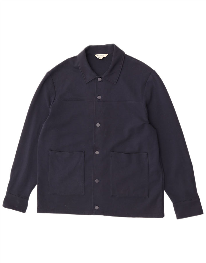 Marks & Spencer Mens Autograph Bomber Jacket UK 40 Large Navy Blue Cotton