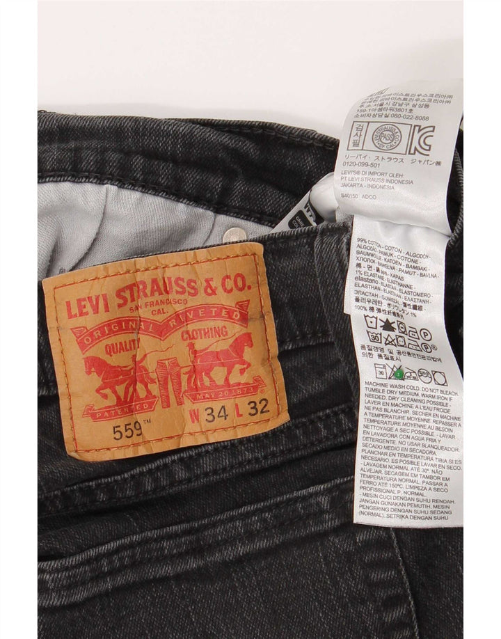 Levi's Mens 559 Relaxed Fit Straight Jeans W34 L32 Grey Cotton