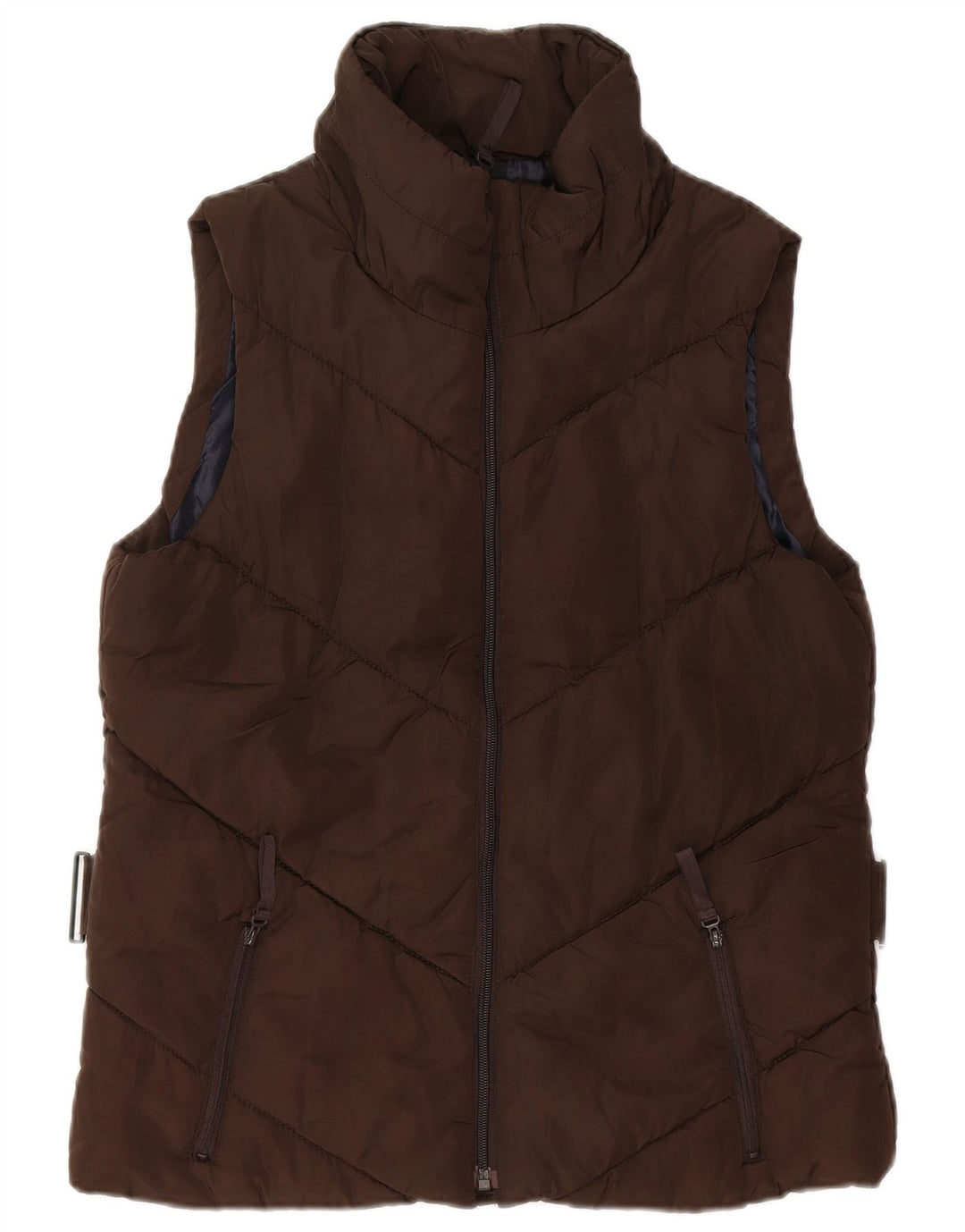 ZARA Womens Padded Gilet UK 14 Large Brown Polyester