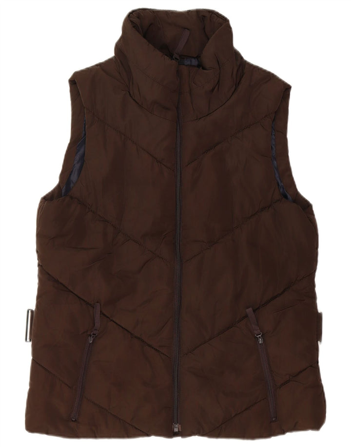 ZARA Womens Padded Gilet UK 14 Large Brown Polyester
