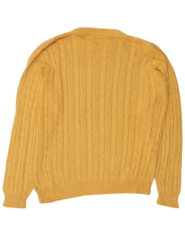 Stefanel Mens Crew Neck Jumper Sweater XL Yellow Cotton