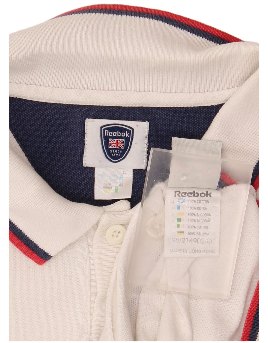 Reebok Mens Polo Shirt Large White Cotton
