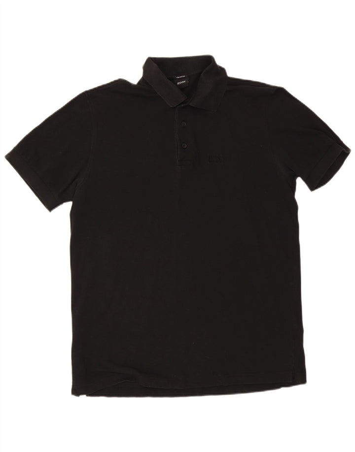 Hugo Boss Mens Polo Shirt Medium Black Cotton