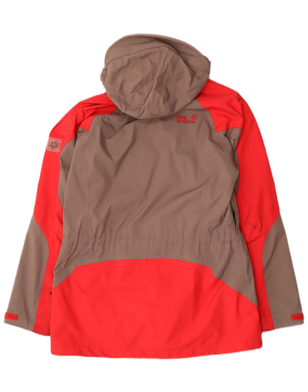 Jack Wolfskin Womens Hooded Rain Jacket UK 12/14 Medium Grey Colourblock