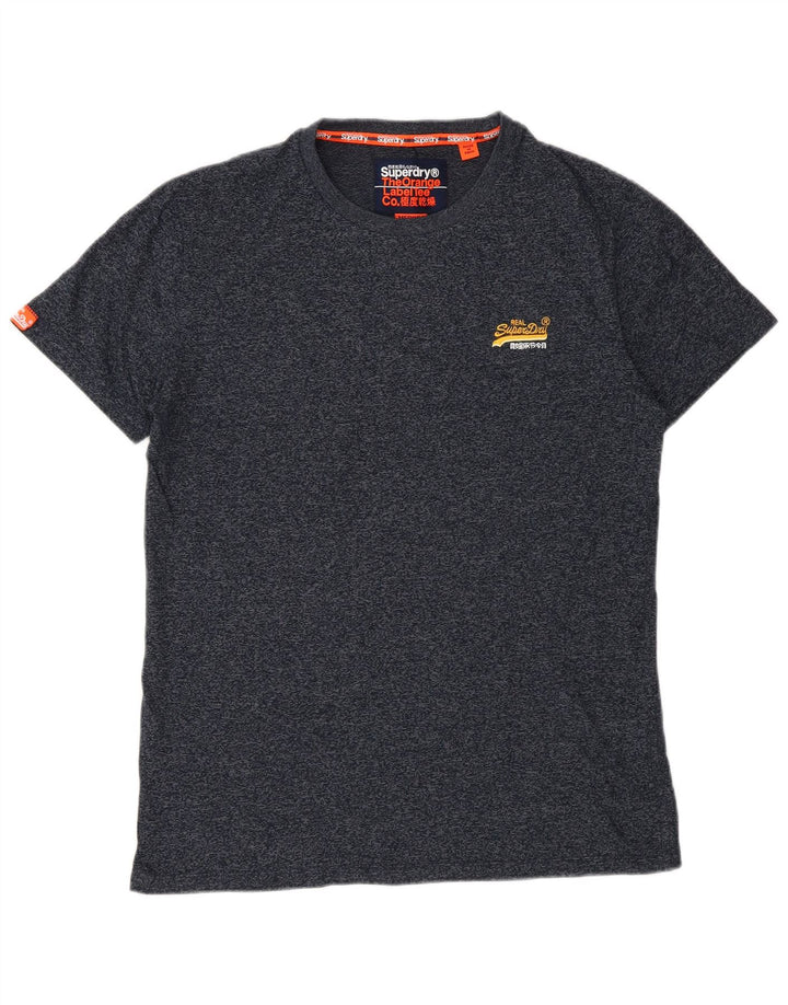 Superdry Mens T-Shirt Top Medium Navy Blue Flecked Cotton