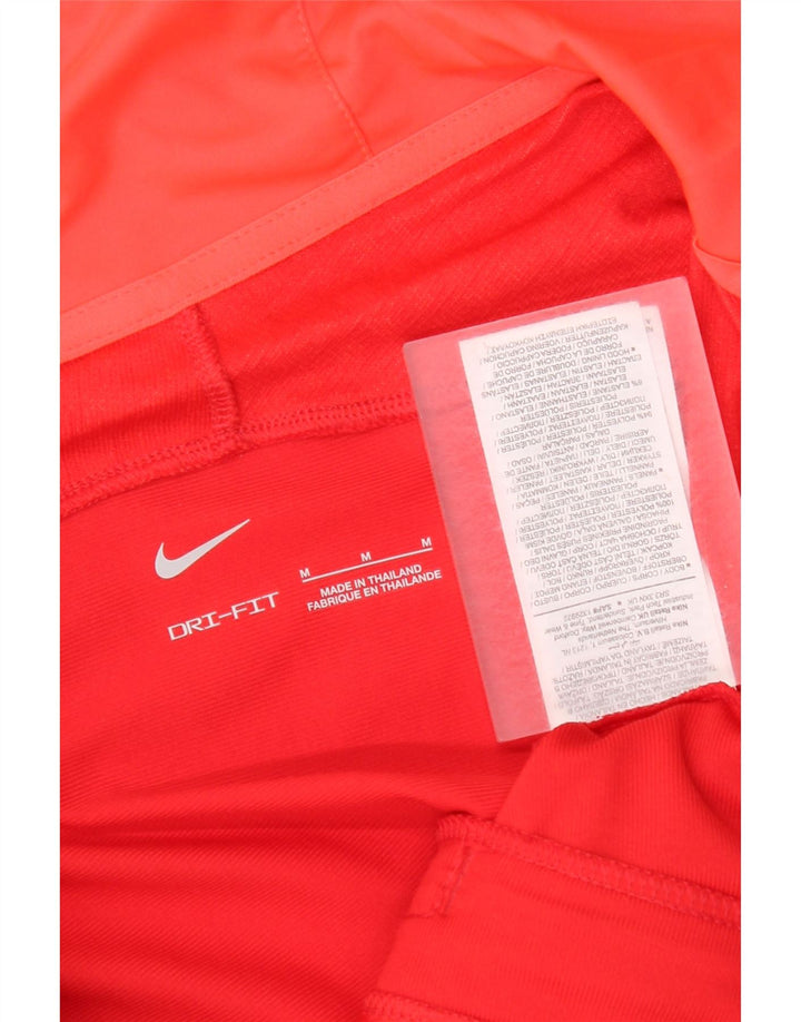 Nike Womens Dri Fit Zip Hoodie Sweater UK 14 Medium Red Geometric Polyester