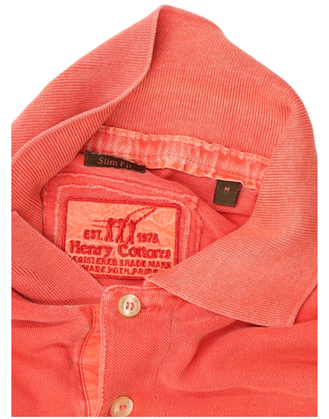 Henry Cottons Mens Slim Fit Polo Shirt Medium Orange Cotton