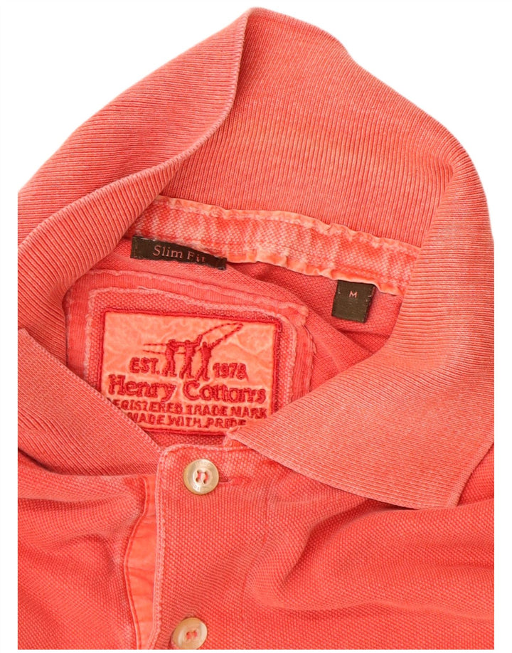 Henry Cottons Mens Slim Fit Polo Shirt Medium Orange Cotton