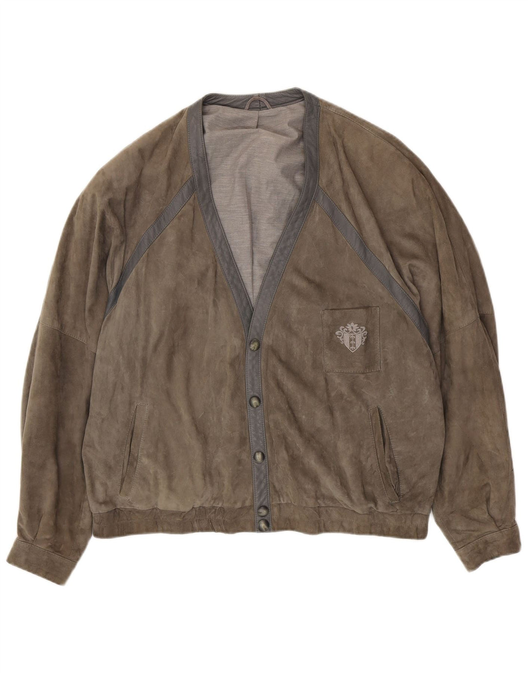 VINTAGE Mens Suede Jacket UK 42 XL Grey