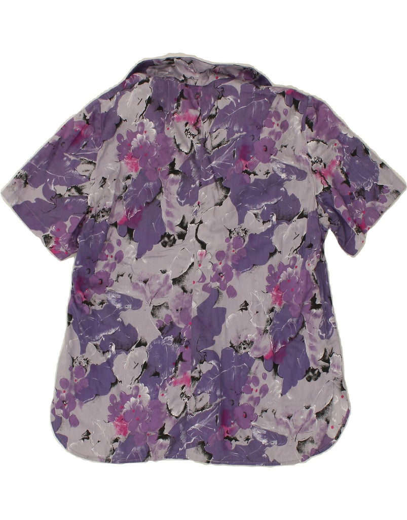 VINTAGE Womens Short Sleeve Shirt UK 16 Large Purple Floral | Vintage Vintage | Thrift | Second-Hand Vintage | Used Clothing | Messina Hembry 