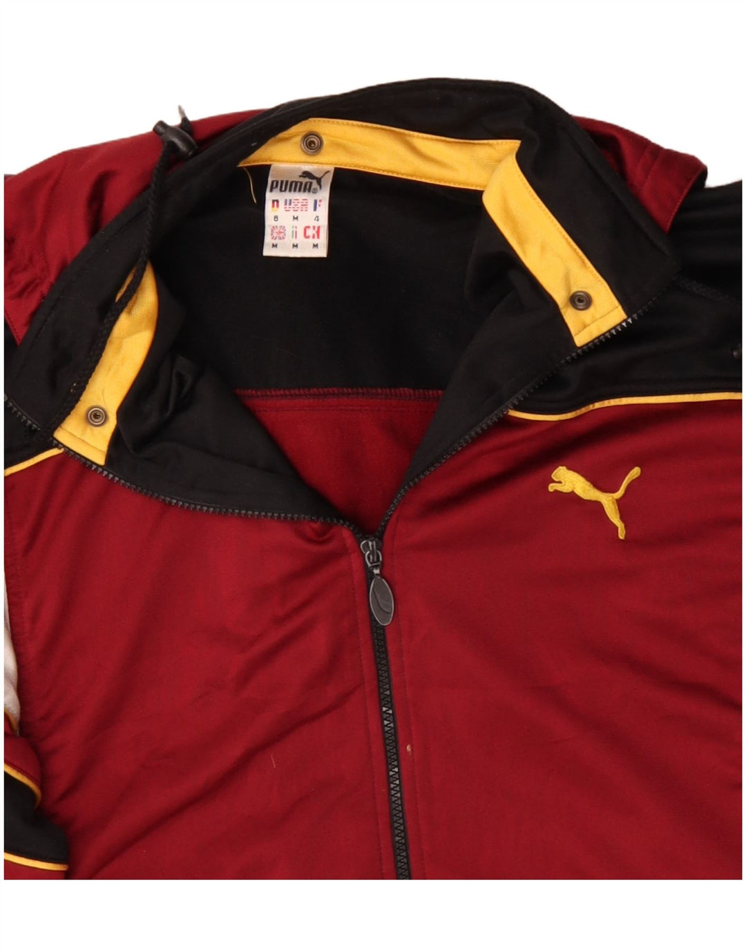 Puma Mens Graphic Hooded Tracksuit Top Jacket Medium Burgundy Colourblock