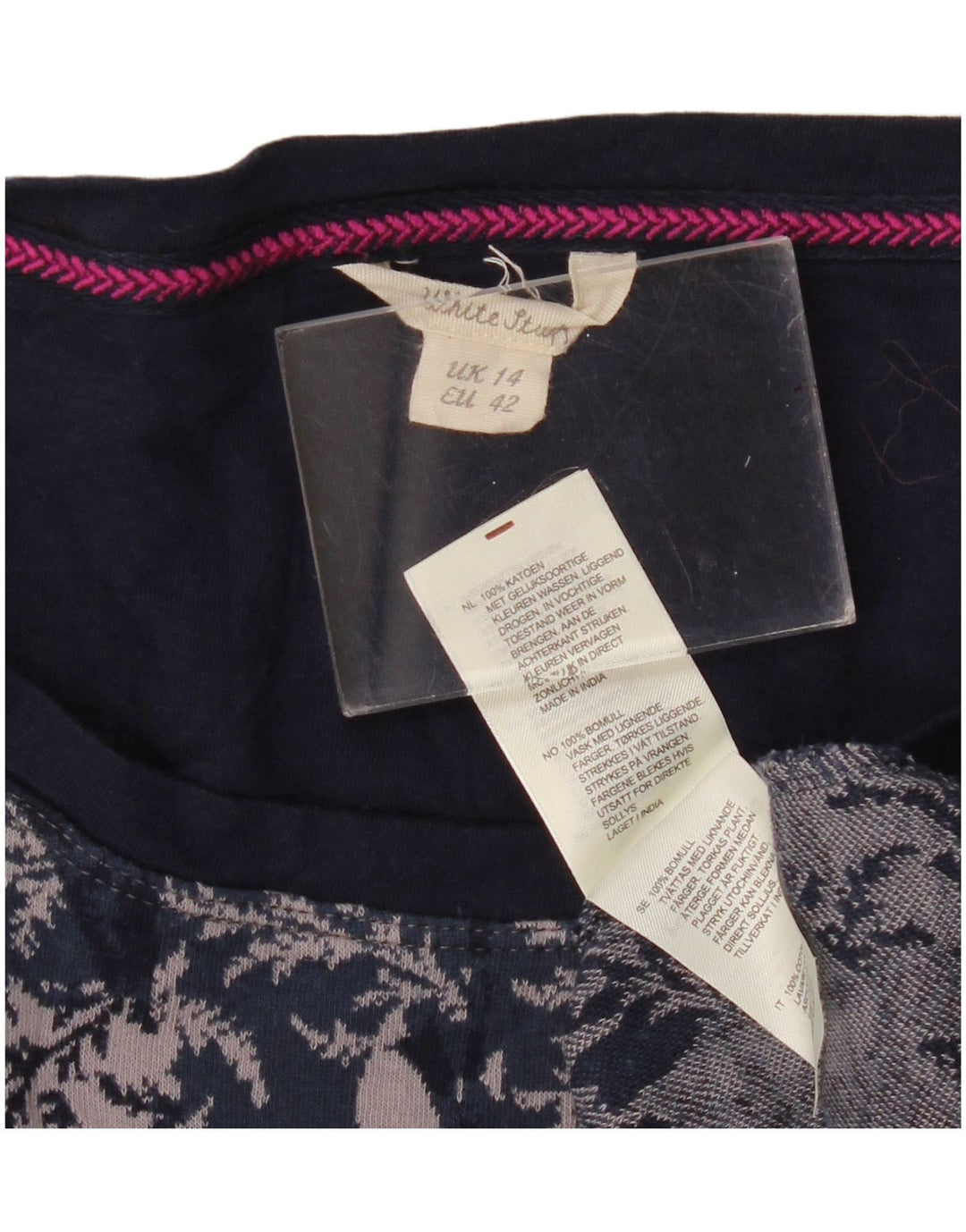 White Stuff Womens 3/4 Sleeve Basic Dress UK 14 Medium Navy Blue Floral