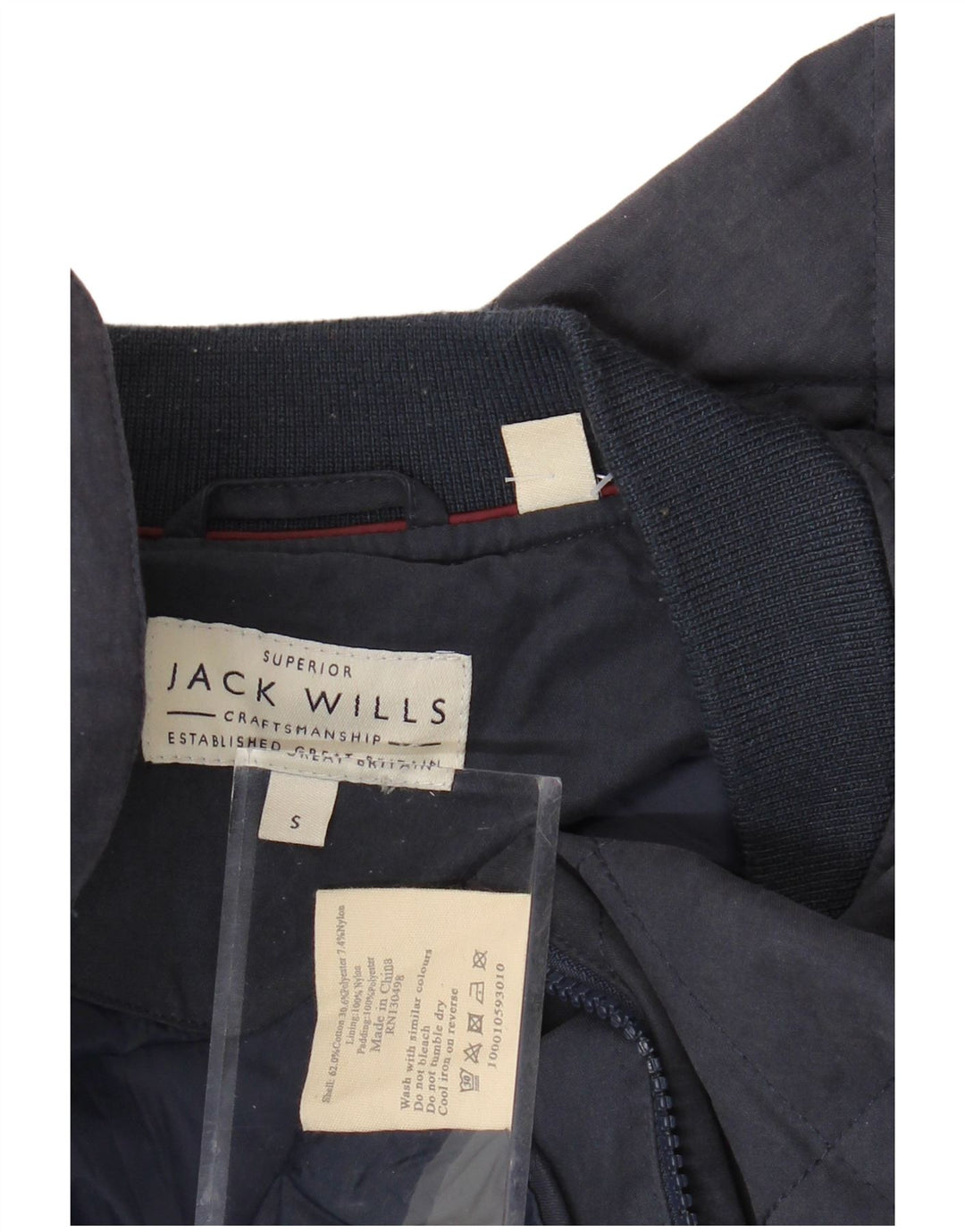 JACK WILLS Mens Bomber Jacket UK 36 Small Navy Blue Cotton