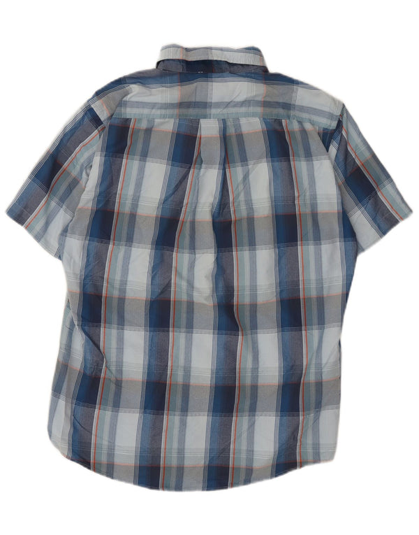 EDDIE BAUER Mens Classic Fit Short Sleeve Shirt Small Blue Check Nylon