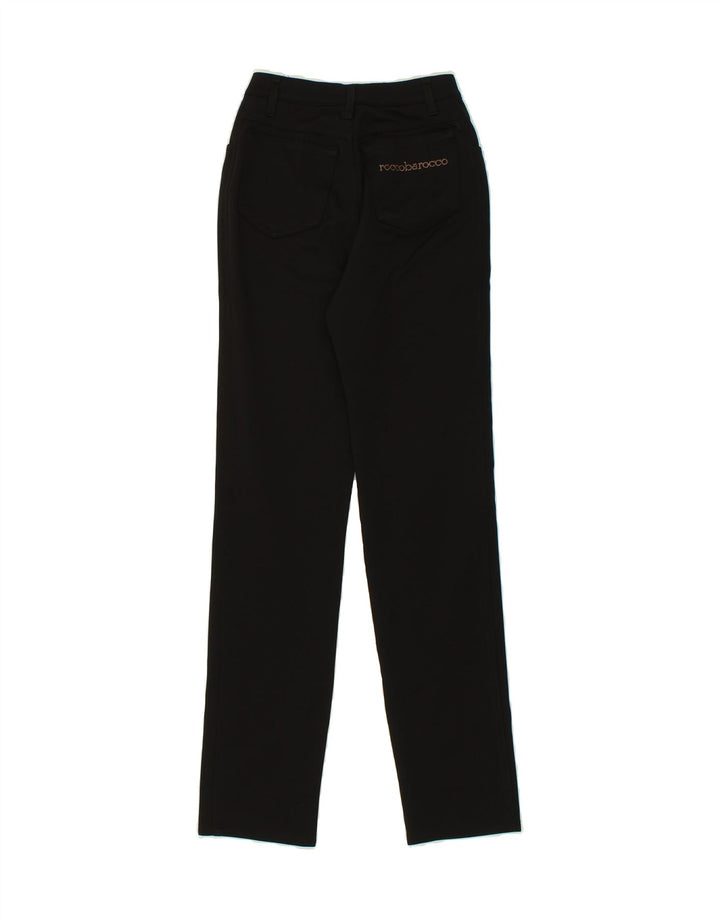 ROCCOBAROCCO Womens Straight Casual Trousers W24 L31  Black Polyester Vintage Roccobarocco and Second-Hand Roccobarocco from Messina Hembry 