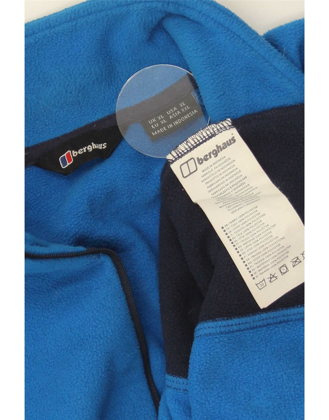 Berghaus Mens Zip Neck Fleece Jumper XL Blue Colourblock Polyester