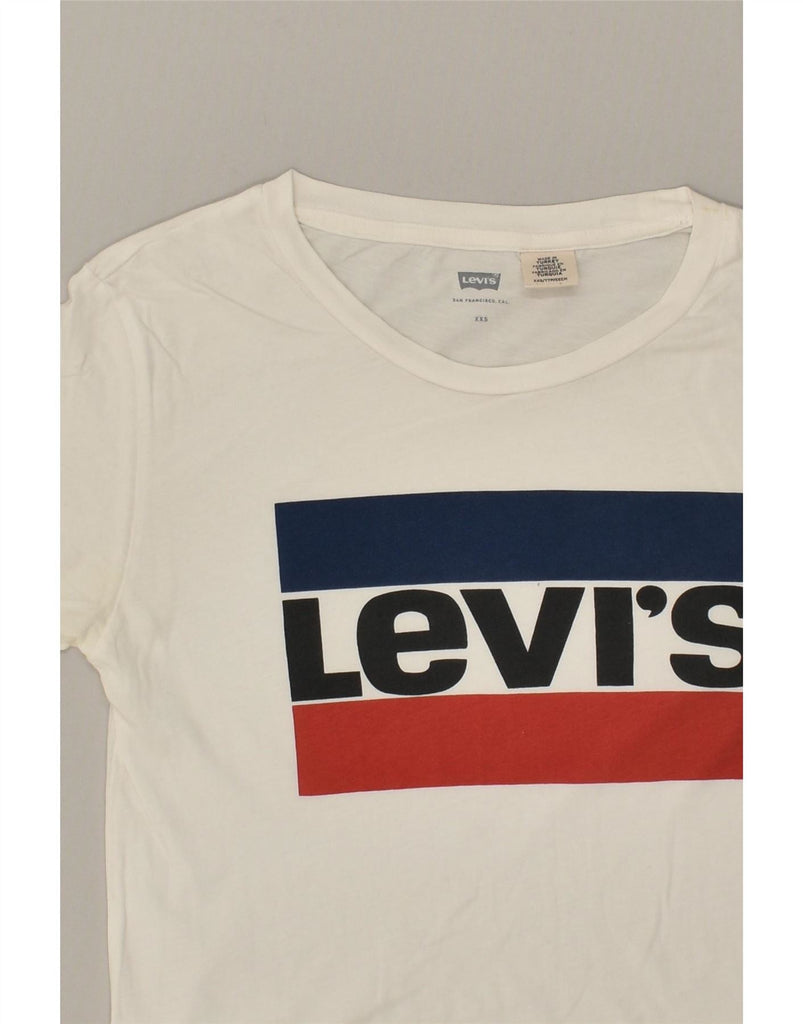 LEVI'S Womens Graphic T-Shirt Top UK 2 2XS White Vintage Levi's and Second-Hand Levi's from Messina Hembry 