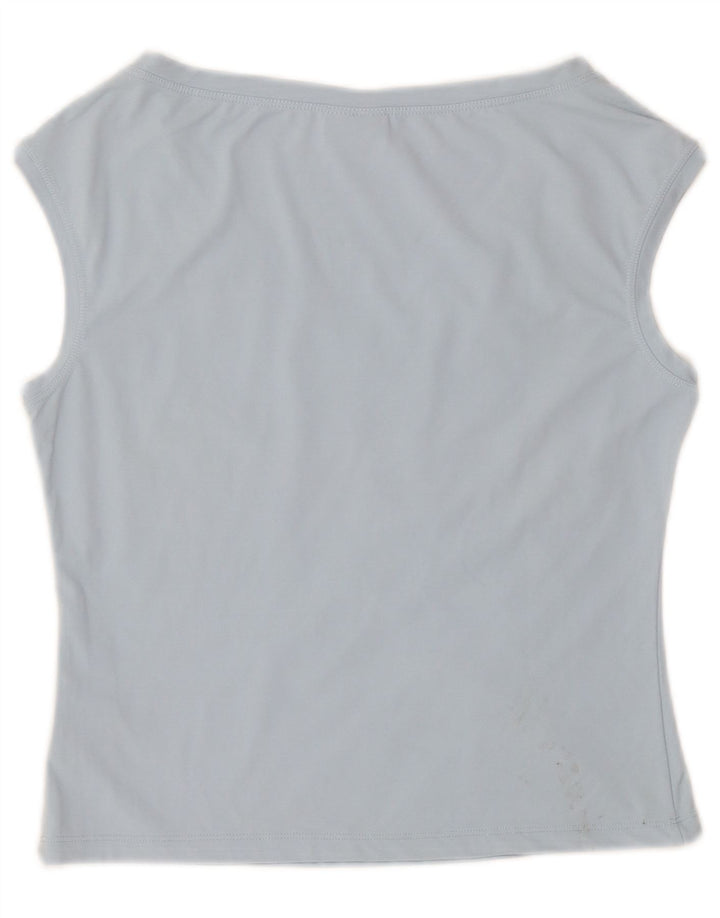Roccobarocco Womens Crop Graphic Vest Top IT 44 Medium Blue Floral Nylon