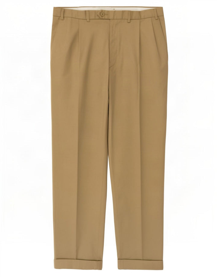 Marks & Spencer Mens Pegged Suit Trousers W36 L31 Beige Polyester