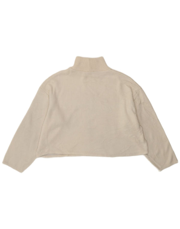 Zara Womens Crop Loose Fit Top Long Sleeve UK 16 Large White Polyester
