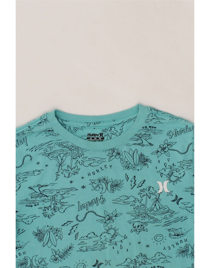 HURLEY Boys Abstract Pattern T-Shirt Top 13-14 Years XL Blue Vintage Hurley and Second-Hand Hurley from Messina Hembry 