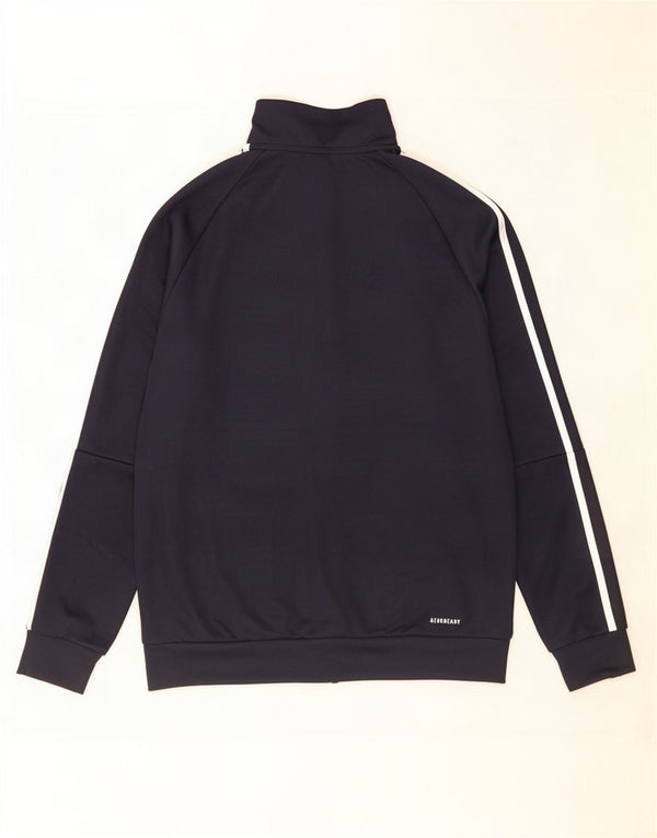 Adidas Boys Aeroready Tracksuit Top Jacket 13-14 Years Navy Blue Polyester