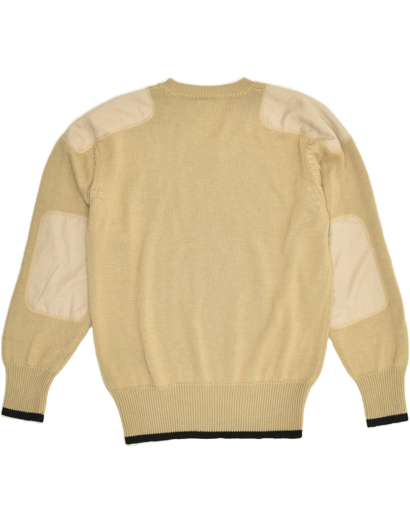 AIGLE Mens V-Neck Jumper Sweater Medium Beige Acrylic | Vintage Aigle | Thrift | Second-Hand Aigle | Used Clothing | Messina Hembry 