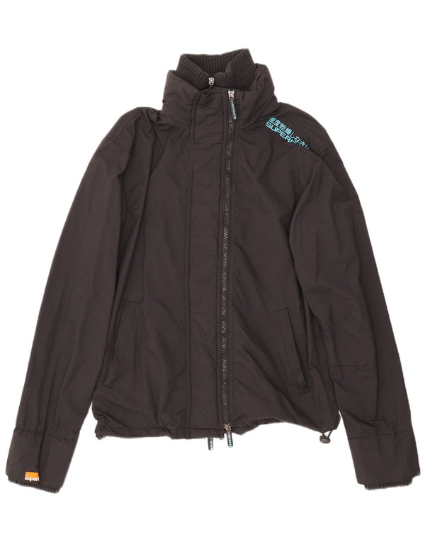 Superdry Mens Rain Jacket UK 40 Large Black Nylon