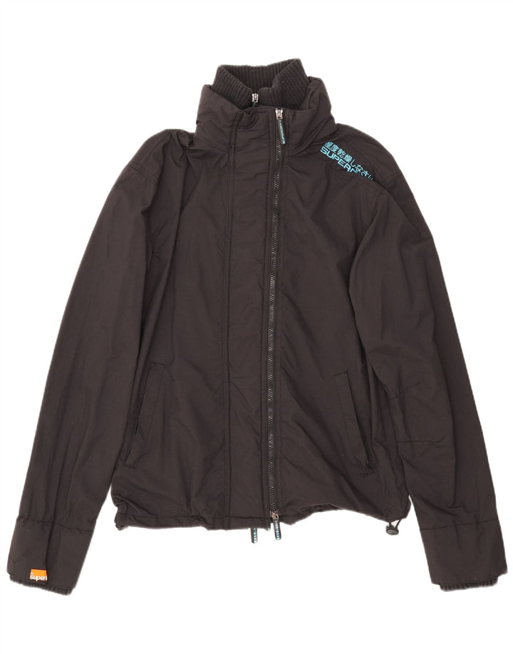 Superdry Mens Rain Jacket UK 40 Large Black Nylon