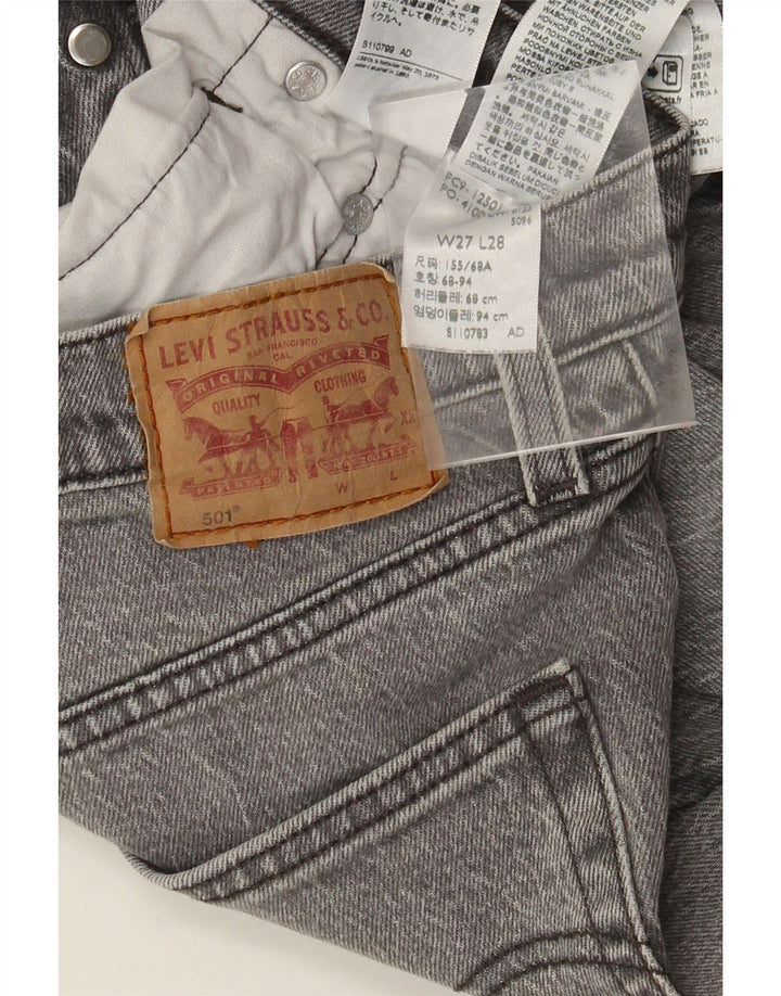 Levi's Womens 501 Straight Jeans W27 L28 Grey Cotton
