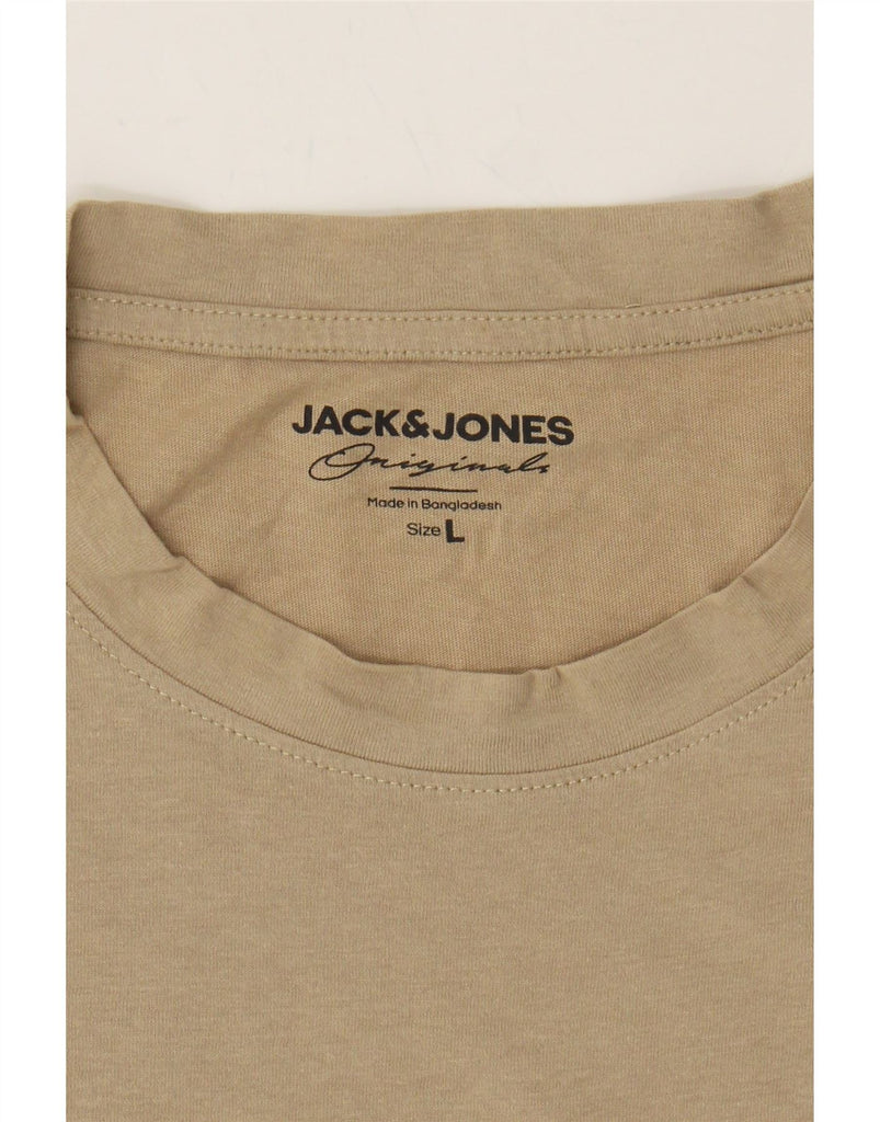 JACK & JONES Mens T-Shirt Top Large Beige Cotton Vintage Jack & Jones and Second-Hand Jack & Jones from Messina Hembry 