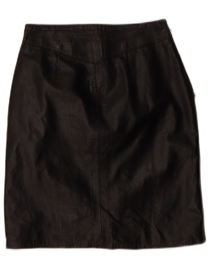 Vintage Womens Leather Skirt W24 XS Black