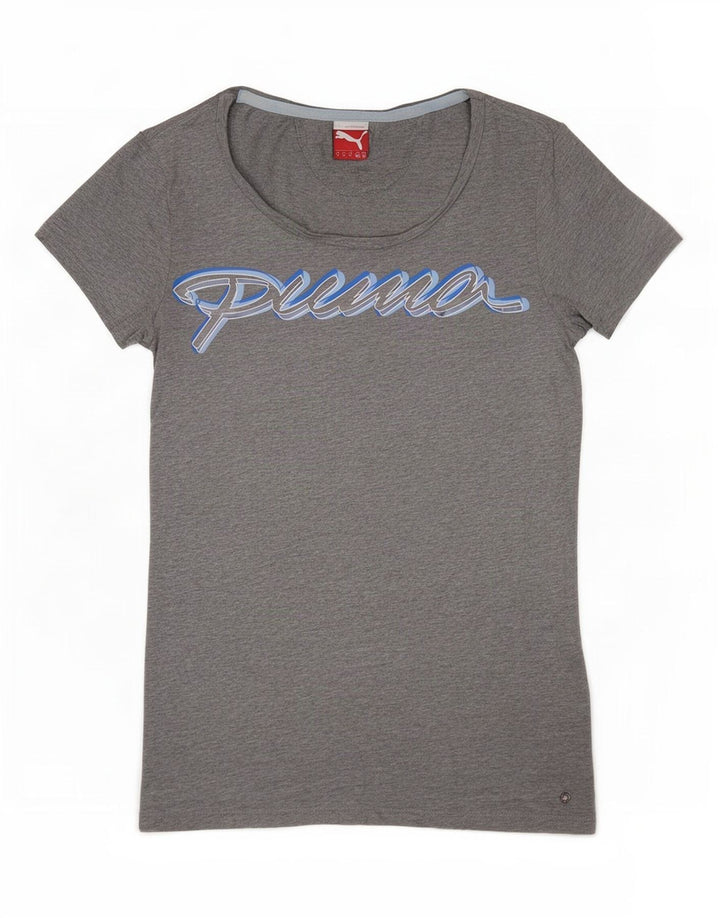 Puma Womens Graphic T-Shirt Top UK 12 Medium Grey