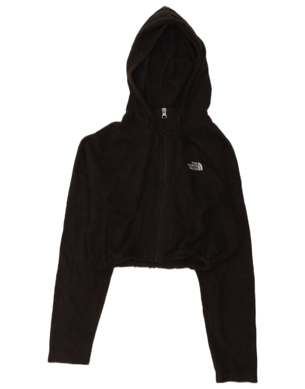 The North Face Womens Crop Hooded Fleece Jacket UK 16 Large Black Polyester