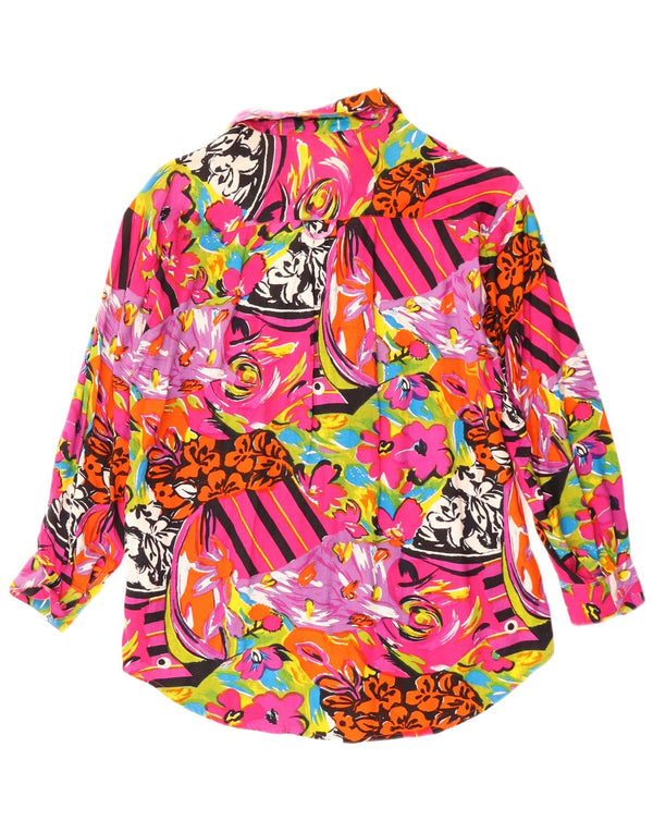 VINTAGE Womens Shirt Blouse UK 16 Large Multicoloured Floral Rayon