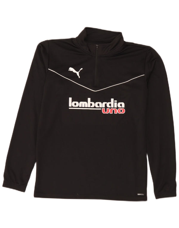 Puma Mens Lombardia Uno Graphic Zip Neck Pullover Tracksuit Top Small Black