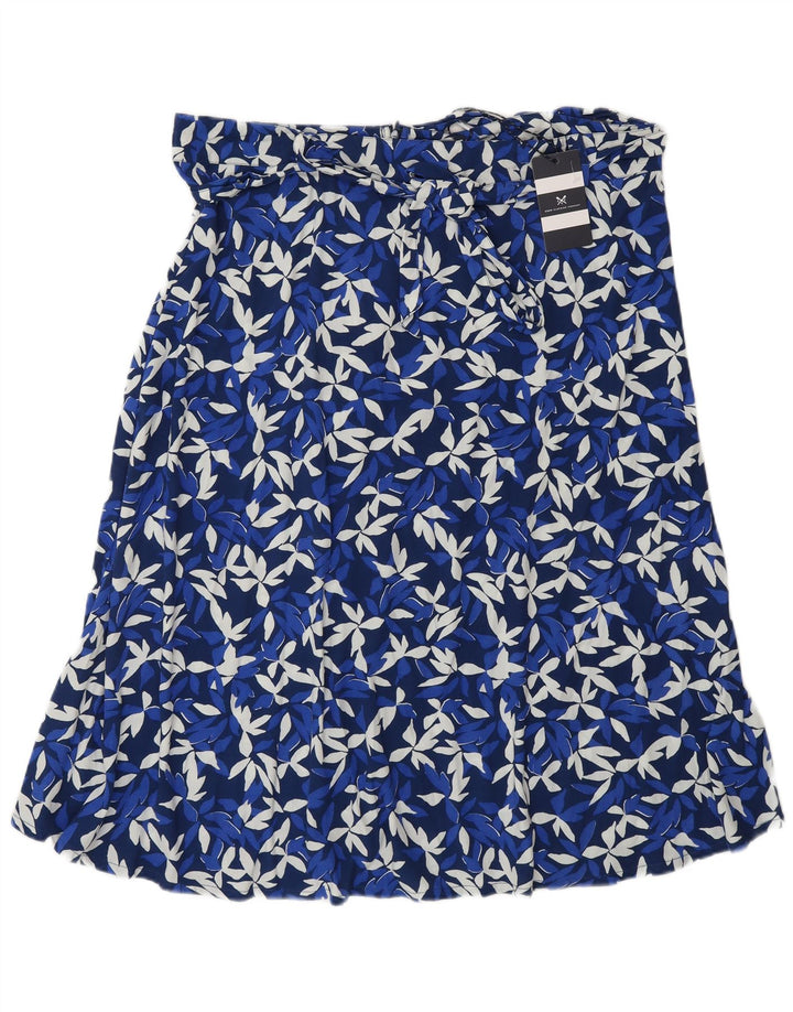 CREW CLOTHING Womens A-Line Skirt UK 18 XL W38  Blue Floral Viscose