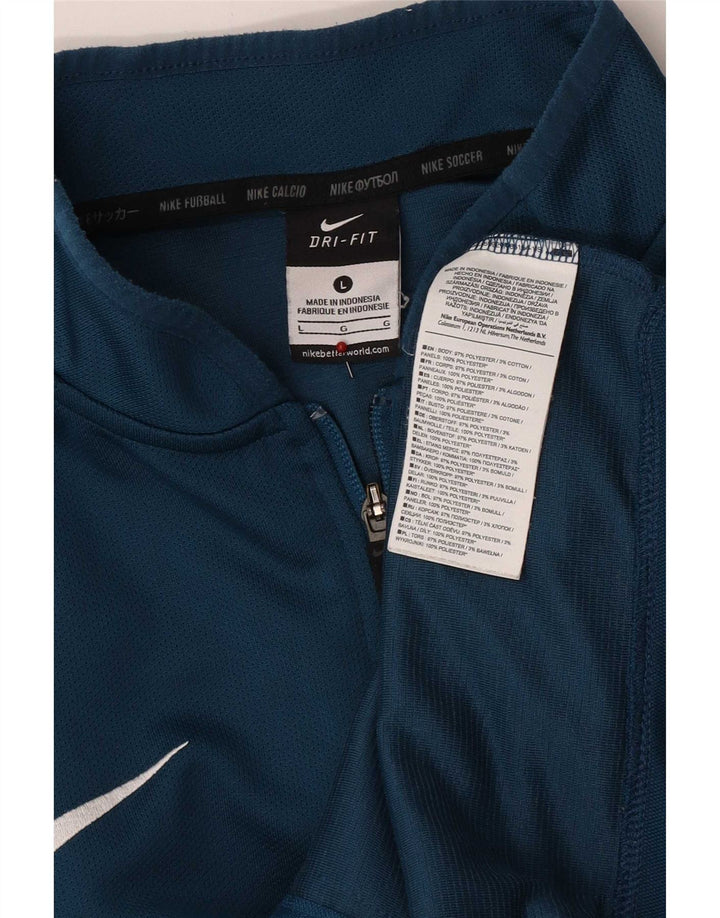 Nike Mens Dri Fit Tracksuit Top Jacket Large Blue Colourblock Polyester